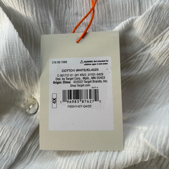 Knox Rose White Midi Dress 4X Button Up V-Neck Eyelet Pockets Short Sleeve NWT - Picture 9 of 12
